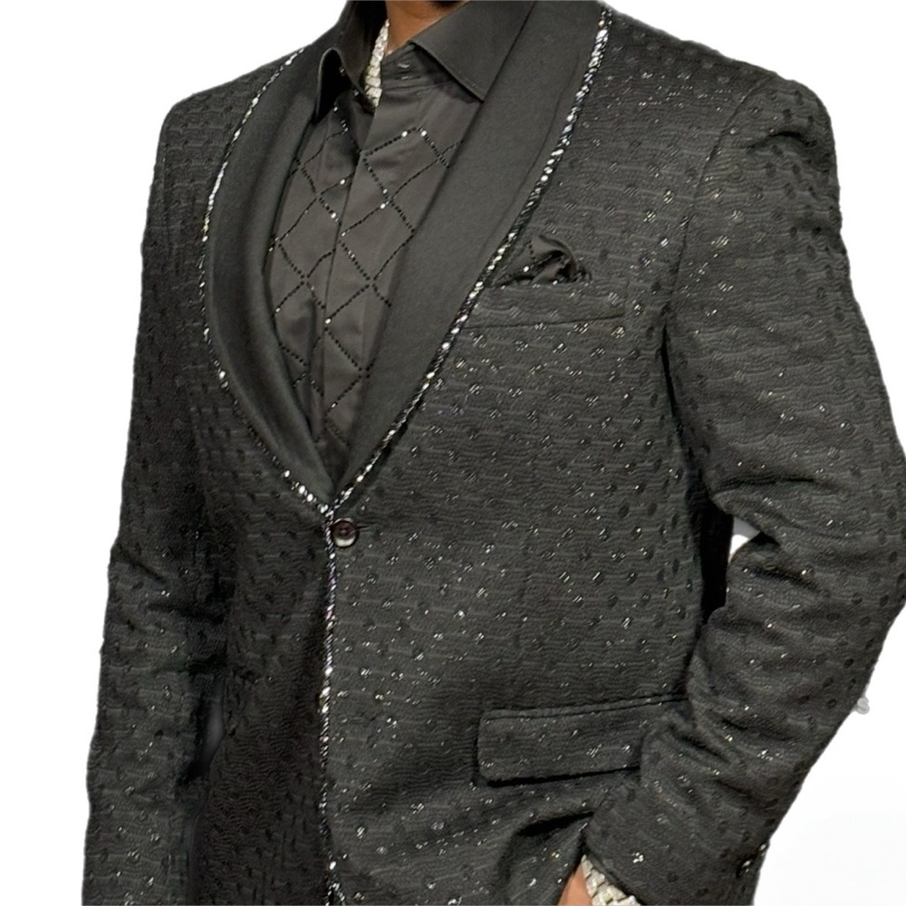 Elegant Black Blazer with Silver Accents